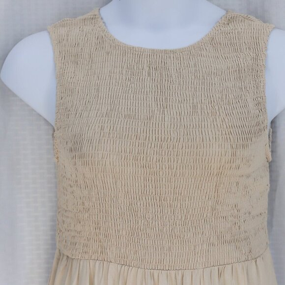 NWT Zesica Size L Tan/cream elastic bodice tiered maxi sundress - Picture 4 of 14